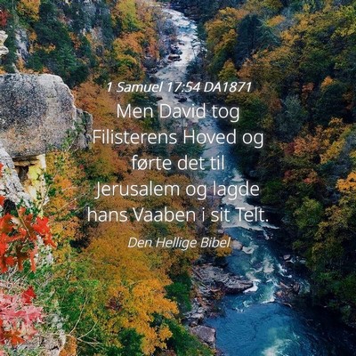 Picture 04 - 1 Samuel 17:54 DA1871 - Men David tog Filisterens Hoved og førte det til - Bible Verse Picture