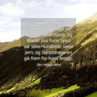 Picture 04 - 1 Samuel 17:7 DA1871 - Og hans Spydstage var som en Væverstang, og - Bible Verse Picture