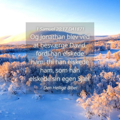 Picture 04 - 1 Samuel 20:17 DA1871 - Og Jonathan blev ved at besværge David, fordi - Bible Verse Picture