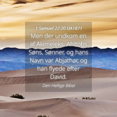 Picture 04 - 1 Samuel 22:20 DA1871 - Men der undkom en af Akimeleks, Ahitobs Søns, - Bible Verse Picture
