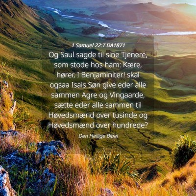Picture 04 - 1 Samuel 22:7 DA1871 - Og Saul sagde til sine Tjenere, som stode hos - Bible Verse Picture