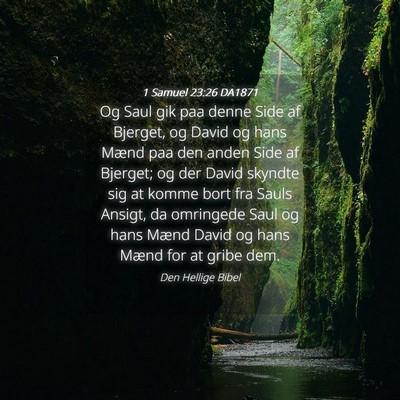 Picture 04 - 1 Samuel 23:26 DA1871 - Og Saul gik paa denne Side af Bjerget, og David - Bible Verse Picture