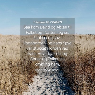 Picture 04 - 1 Samuel 26:7 DA1871 - Saa kom David og Abisai til Folket om Natten, og - Bible Verse Picture