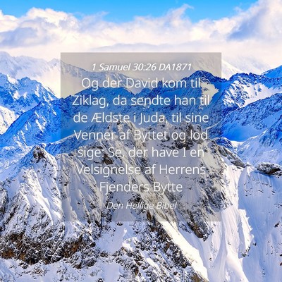 Picture 04 - 1 Samuel 30:26 DA1871 - Og der David kom til Ziklag, da sendte han til de - Bible Verse Picture