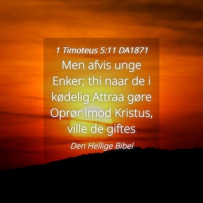 Picture 04 - 1 Timoteus 5:11 DA1871 - Men afvis unge Enker; thi naar de i kødelig - Bible Verse Picture