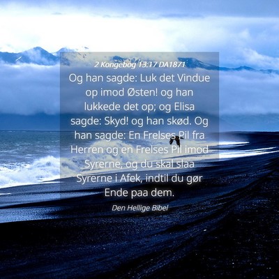 Picture 04 - 2 Kongebog 13:17 DA1871 - Og han sagde: Luk det Vindue op imod Østen! og - Bible Verse Picture