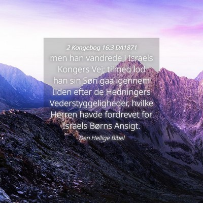Picture 04 - 2 Kongebog 16:3 DA1871 - men han vandrede i Israels Kongers Vej; tilmed - Bible Verse Picture
