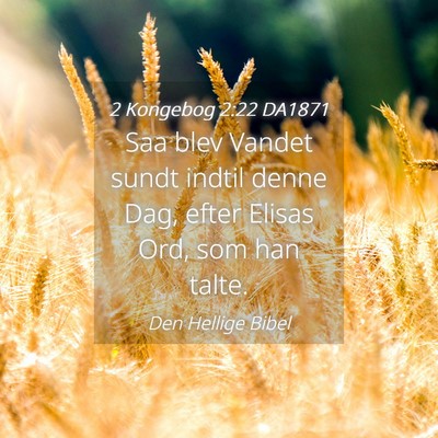 Picture 04 - 2 Kongebog 2:22 DA1871 - Saa blev Vandet sundt indtil denne Dag, efter - Bible Verse Picture