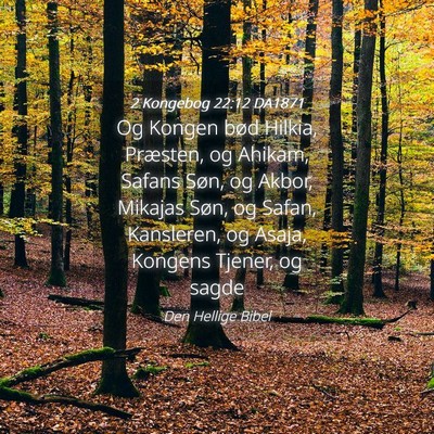 Picture 04 - 2 Kongebog 22:12 DA1871 - Og Kongen bød Hilkia, Præsten, og Ahikam, - Bible Verse Picture