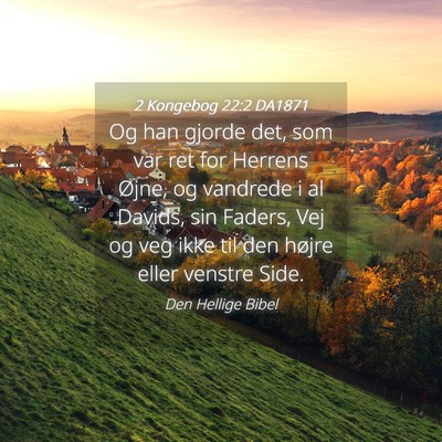 Picture 04 - 2 Kongebog 22:2 DA1871 - Og han gjorde det, som var ret for Herrens Øjne, - Bible Verse Picture