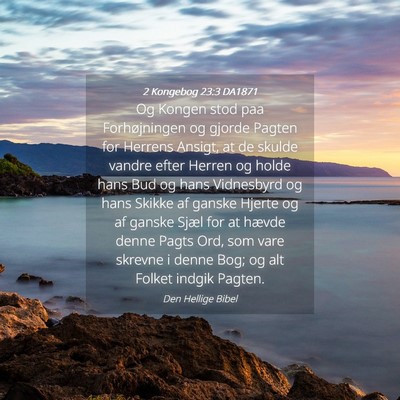 Picture 04 - 2 Kongebog 23:3 DA1871 - Og Kongen stod paa Forhøjningen og gjorde Pagten - Bible Verse Picture