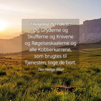 Picture 04 - 2 Kongebog 25:14 DA1871 - Og Gryderne og Skufferne og Knivene og - Bible Verse Picture