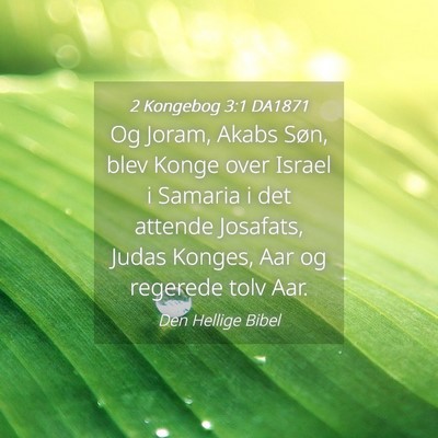 Picture 04 - 2 Kongebog 3:1 DA1871 - Og Joram, Akabs Søn, blev Konge over Israel i - Bible Verse Picture