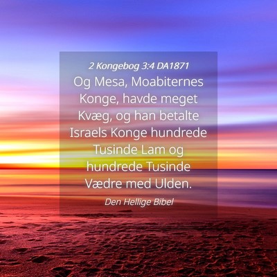 Picture 04 - 2 Kongebog 3:4 DA1871 - Og Mesa, Moabiternes Konge, havde meget Kvæg, og - Bible Verse Picture