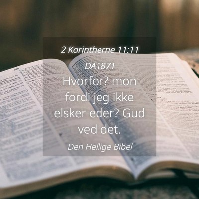 Picture 04 - 2 Korintherne 11:11 DA1871 - Hvorfor? mon fordi jeg ikke elsker eder? Gud ved - Bible Verse Picture