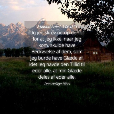 Picture 04 - 2 Korintherne 2:3 DA1871 - Og jeg skrev netop derfor, for at jeg ikke, naar - Bible Verse Picture