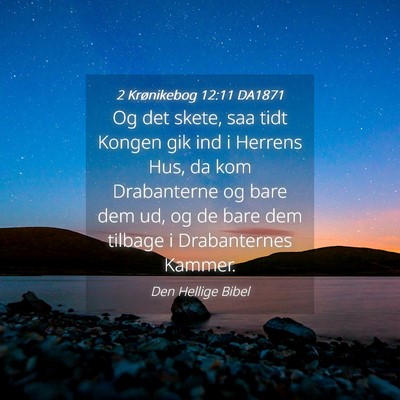Picture 04 - 2 Krønikebog 12:11 DA1871 - Og det skete, saa tidt Kongen gik ind i Herrens - Bible Verse Picture
