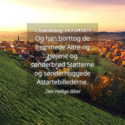 Picture 04 - 2 Krønikebog 14:3 DA1871 - Og han borttog de fremmede Altre og Højene og - Bible Verse Picture