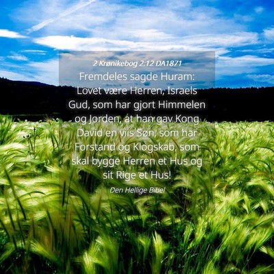 Picture 04 - 2 Krønikebog 2:12 DA1871 - Fremdeles sagde Huram: Lovet være Herren, - Bible Verse Picture