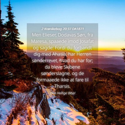 Picture 04 - 2 Krønikebog 20:37 DA1871 - Men Elieser, Dodavas Søn, fra Maresa, spaaede - Bible Verse Picture