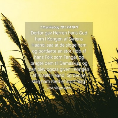 Picture 04 - 2 Krønikebog 28:5 DA1871 - Derfor gav Herren hans Gud ham i Kongen af - Bible Verse Picture