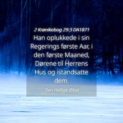 Picture 04 - 2 Krønikebog 29:3 DA1871 - Han oplukkede i sin Regerings første Aar, i den - Bible Verse Picture