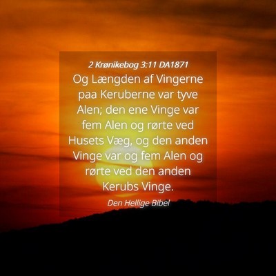 Picture 04 - 2 Krønikebog 3:11 DA1871 - Og Længden af Vingerne paa Keruberne var tyve - Bible Verse Picture
