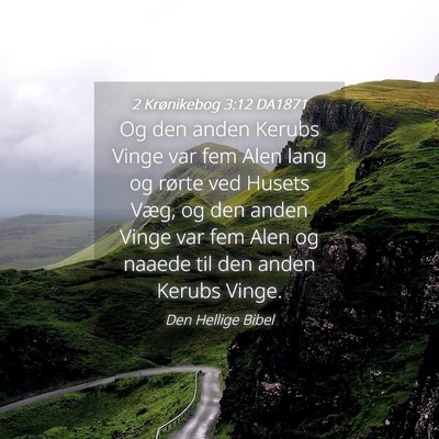 Picture 04 - 2 Krønikebog 3:12 DA1871 - Og den anden Kerubs Vinge var fem Alen lang og - Bible Verse Picture
