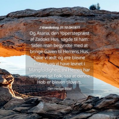 Picture 04 - 2 Krønikebog 31:10 DA1871 - Og Asaria, den Ypperstepræst af Zadoks Hus, - Bible Verse Picture