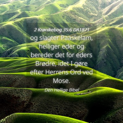 Picture 04 - 2 Krønikebog 35:6 DA1871 - og slagter Paaskelam, helliger eder og bereder - Bible Verse Picture