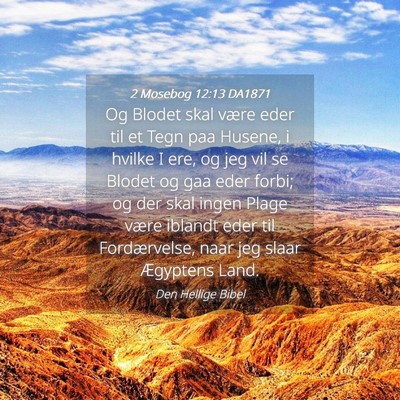Picture 04 - 2 Mosebog 12:13 DA1871 - Og Blodet skal være eder til et Tegn paa Husene, - Bible Verse Picture