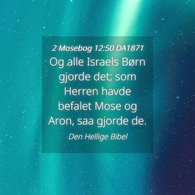 Picture 04 - 2 Mosebog 12:50 DA1871 - Og alle Israels Børn gjorde det; som Herren - Bible Verse Picture