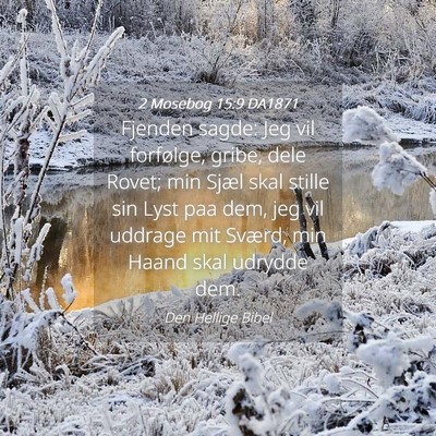 Picture 04 - 2 Mosebog 15:9 DA1871 - Fjenden sagde: Jeg vil forfølge, gribe, dele - Bible Verse Picture