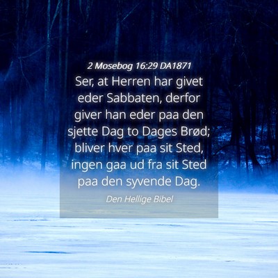 Picture 04 - 2 Mosebog 16:29 DA1871 - Ser, at Herren har givet eder Sabbaten, derfor - Bible Verse Picture