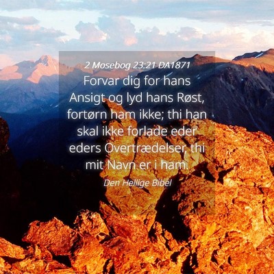Picture 04 - 2 Mosebog 23:21 DA1871 - Forvar dig for hans Ansigt og lyd hans Røst, - Bible Verse Picture