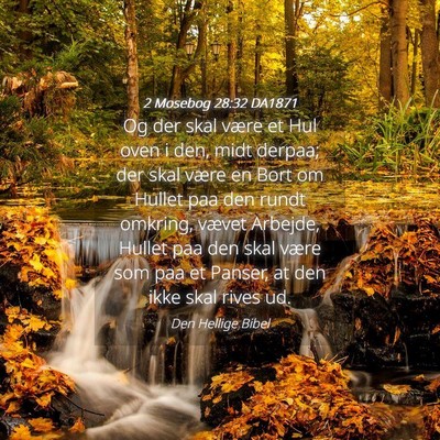 Picture 04 - 2 Mosebog 28:32 DA1871 - Og der skal være et Hul oven i den, midt derpaa; - Bible Verse Picture