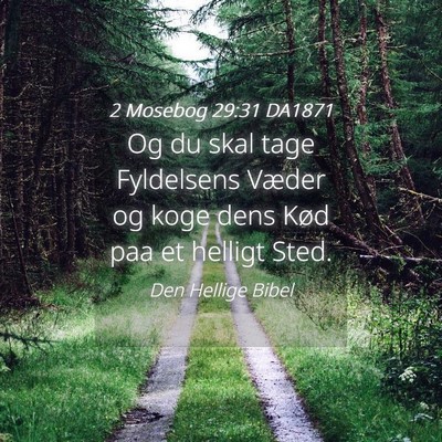 Picture 04 - 2 Mosebog 29:31 DA1871 - Og du skal tage Fyldelsens Væder og koge dens - Bible Verse Picture