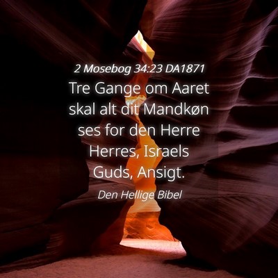 Picture 04 - 2 Mosebog 34:23 DA1871 - Tre Gange om Aaret skal alt dit Mandkøn ses for - Bible Verse Picture