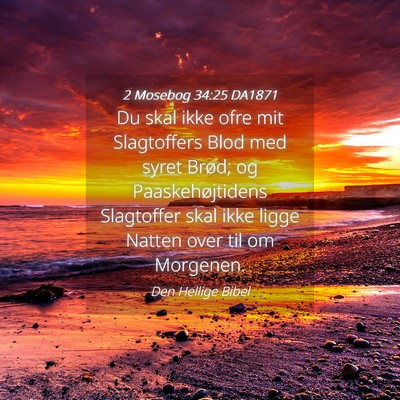 Picture 04 - 2 Mosebog 34:25 DA1871 - Du skal ikke ofre mit Slagtoffers Blod med syret - Bible Verse Picture