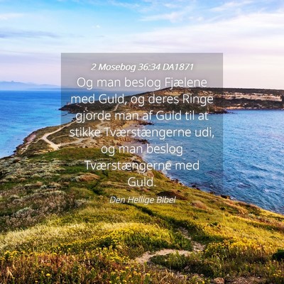 Picture 04 - 2 Mosebog 36:34 DA1871 - Og man beslog Fjælene med Guld, og deres Ringe - Bible Verse Picture