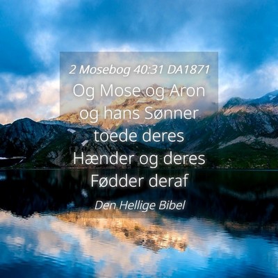 Picture 04 - 2 Mosebog 40:31 DA1871 - Og Mose og Aron og hans Sønner toede deres - Bible Verse Picture