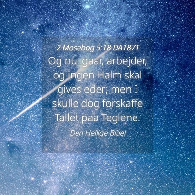 Picture 04 - 2 Mosebog 5:18 DA1871 - Og nu, gaar, arbejder, og ingen Halm skal gives - Bible Verse Picture