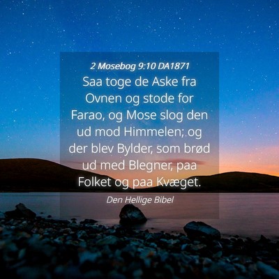 Picture 04 - 2 Mosebog 9:10 DA1871 - Saa toge de Aske fra Ovnen og stode for Farao, og - Bible Verse Picture