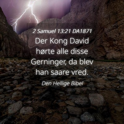 Picture 04 - 2 Samuel 13:21 DA1871 - Der Kong David hørte alle disse Gerninger, da - Bible Verse Picture