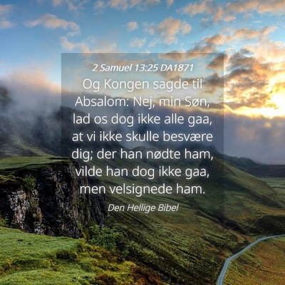 Picture 04 - 2 Samuel 13:25 DA1871 - Og Kongen sagde til Absalom: Nej, min Søn, lad - Bible Verse Picture