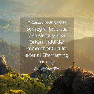 Picture 04 - 2 Samuel 15:28 DA1871 - Ser, jeg vil tøve paa den slette Mark i Ørken, - Bible Verse Picture