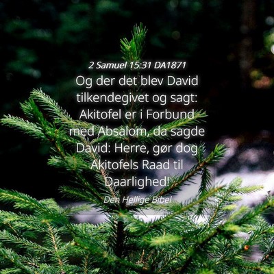 Picture 04 - 2 Samuel 15:31 DA1871 - Og der det blev David tilkendegivet og sagt: - Bible Verse Picture
