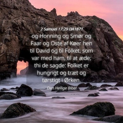 Picture 04 - 2 Samuel 17:29 DA1871 - og Honning og Smør og Faar og Oste af Køer hen - Bible Verse Picture