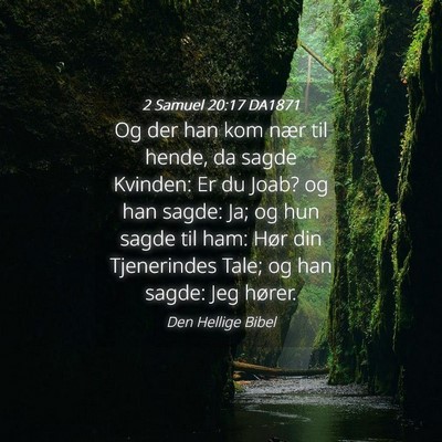 Picture 04 - 2 Samuel 20:17 DA1871 - Og der han kom nær til hende, da sagde Kvinden: - Bible Verse Picture