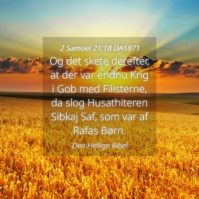 Picture 04 - 2 Samuel 21:18 DA1871 - Og det skete derefter, at der var endnu Krig i - Bible Verse Picture